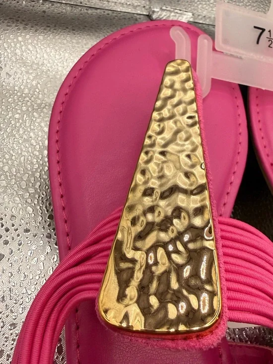 HOT PINK with Gold Women’s Sandals Size 7.5 - Picture 2 of 8